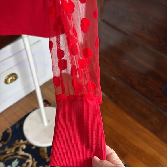 SHEIN Privé Contrast Dobby Mesh Gigot Sleeve‎ Top- worn a few times - Picture 7 of 8